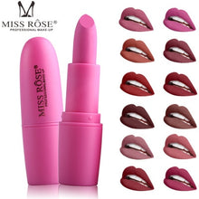 Load image into Gallery viewer, New MISS ROSE Lipstick Matte Waterproof Velvet Lip Stick 22 Colors Sexy Red Brown Pigments Makeup Matte Lipsticks Beauty Lip Makeup